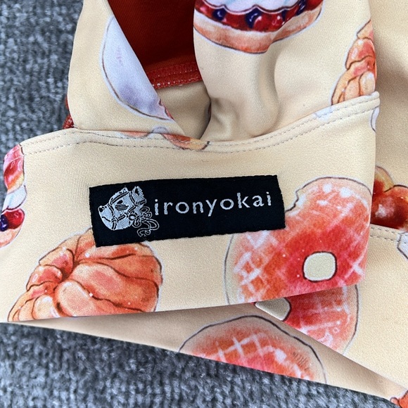 Iron Yokai Athletic Active Sports Bra Work Out Yellow Orange Mesh Floral Women S - Picture 10 of 12